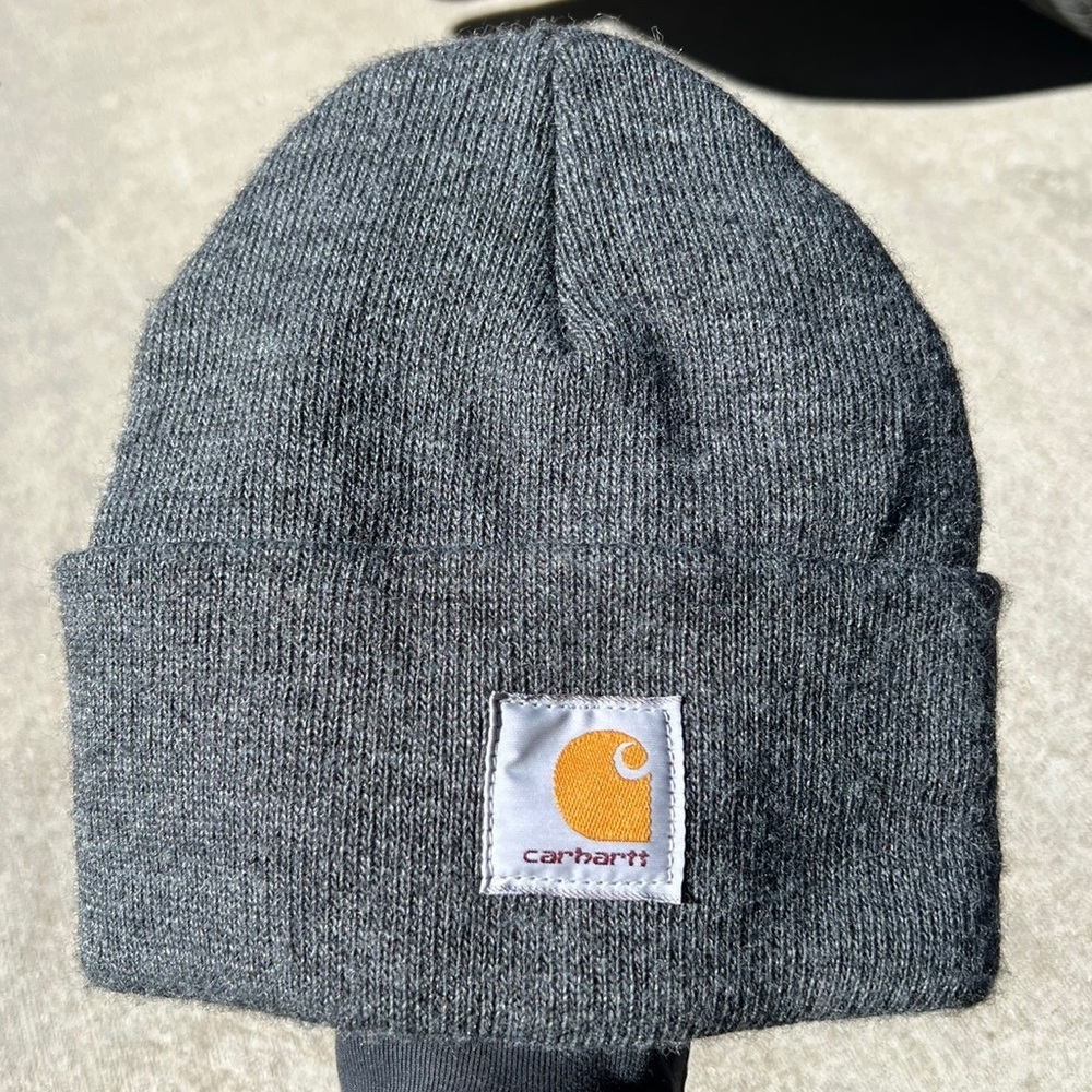 Carhartt Mens Knit Gray Beanie‎ Hat OS Casual Winter Modern Outdoor Fall EUC